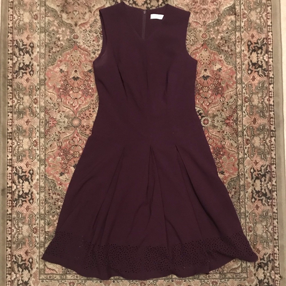 Calvin Klein deep purple fit and flare dress